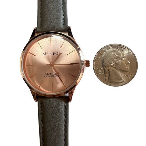 Monroé Women's Watches SOLÉROSE - CHARCOAL LEATHER -Water Resistant - 9‎ in - Picture 3 of 16